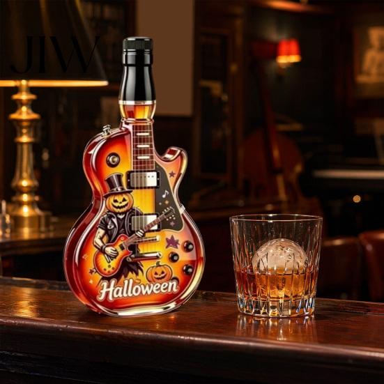 Heat Resistant Glass Wine Container Guitar Shape Bottle, Large Capacity Decanter, Screw Cap Borosilicate Shaped Bottle Beer for Storage And Freshness