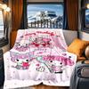 1pc Sweet, Kuromi.MyMelody RV Blanket, Digital Printed Flannel Blanket, Multi-Purpose Four Seasons Hypoallergenic Quilt for Sofa, Bed, Offic