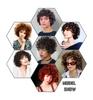 MISS WIG Коричневый смешанный золотой короткий вьющийся парик, африканские кудри, женский большой парик в рулонах, повседневный косплей, синтетический парик из высокотемпературного волокна