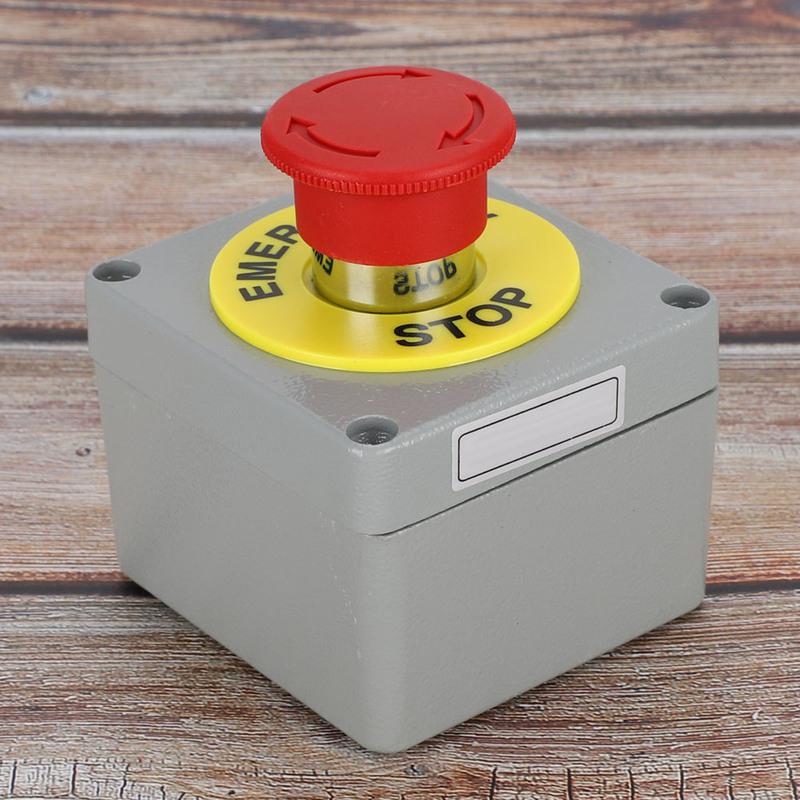 Switch Button 1 Button Emergency Stop Control Operation Box Push Button Switch Box Dustproof Waterproof 80x75x60 Button Box
