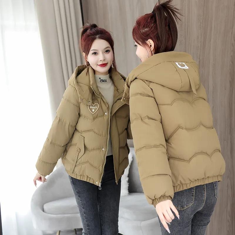 New Winter Hooded Down Cotton-Padded Jacket Women's Loose All-Match Thicken Warm Parkas Short Coat Female Casual Ladies Tops