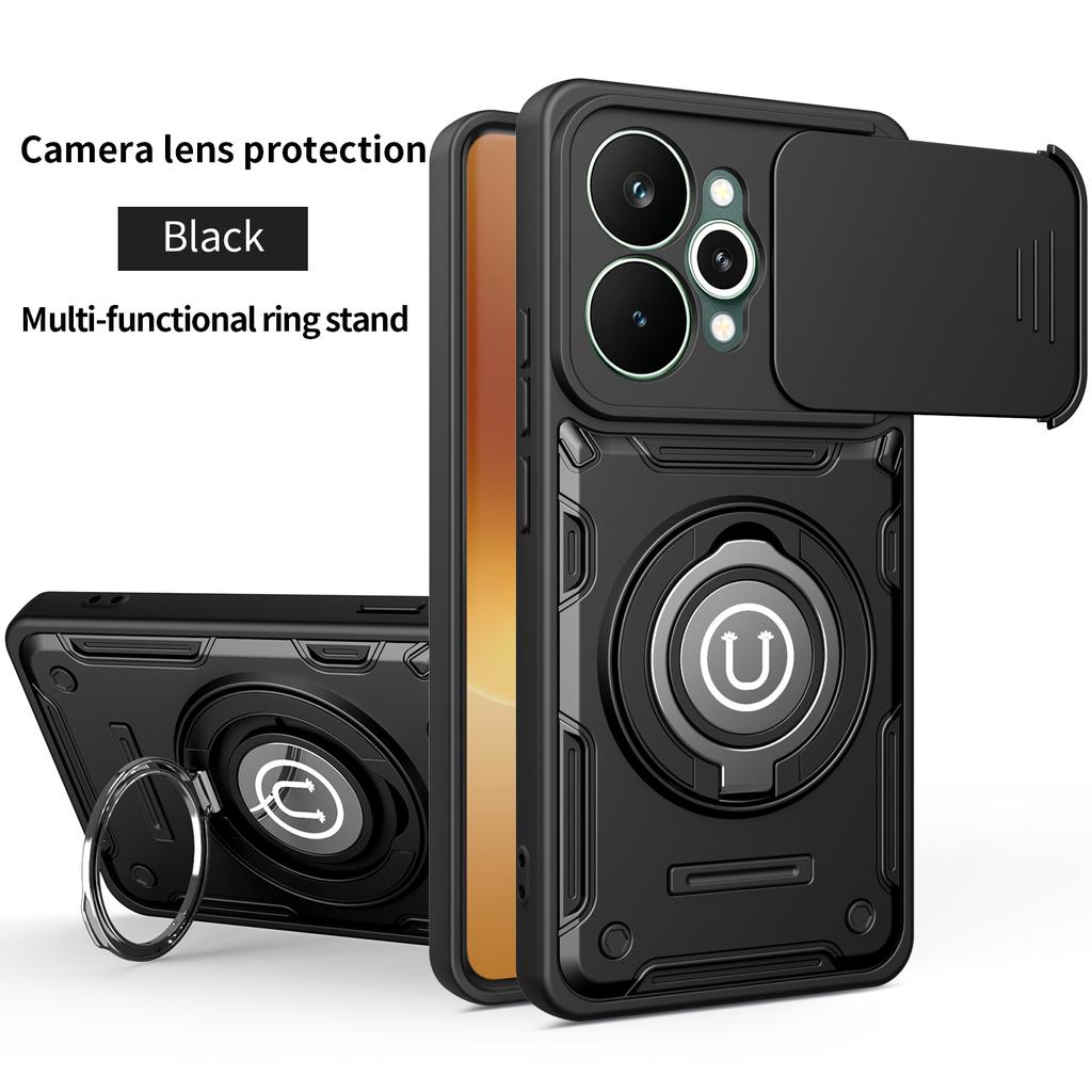 Для Realme 15 Pro Бронированный Чехол-Слайдер с Защитой Камеры Ударопрочный Жесткий Чехол Для Realme 15 Pro Чехол с Магнитным Кольцом Защита Телефона Задняя Крышка