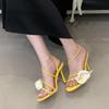 Fashion Sexy PVC Transparent Flower Narrow Band Women Sandals Street Style Open Toe Thin High Heels Party Prom Shoes Zapatos De Mujer