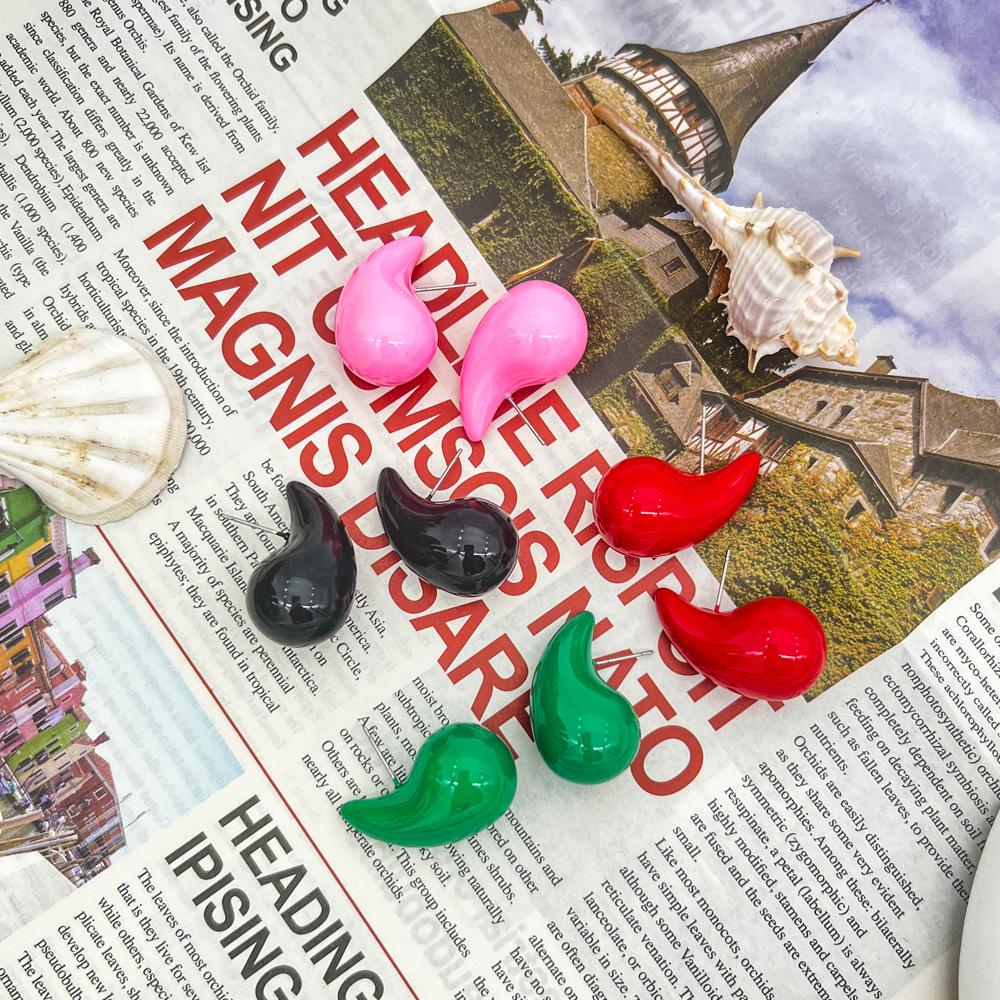 Popular Solid Color Droplet Earrings for Women Colorless European and American Earrings Solid Color Fashion Geometric Earrings