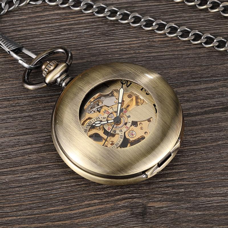 Qinggu Hollow Glossy Fully Automatic Mechanical Pocket Watch Men's and Women's Gift Mechanical Watch
