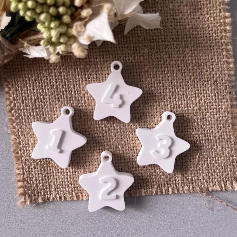 Christmas Number Flag Pendant Silicone Mold Christmas Series Digital Hang Tag Hanging Gypsum Molds Xmas Tree Star Casting Mold