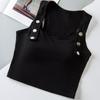 Модная майка-топ на пуговицах с широкими плечами, майка-борцовка с фиксированными чашечками, внутренний слой, верхняя одежда, нижняя рубашка