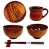 Набор деревянной посуды Палочки для еды Подставка для палочек Миска Суповая миска Тарелка Чашка Популярный Кафе Стильный На открытом воздухе Удобный Антикварная посуда из 6 предметов 1. 2. 3. 4.