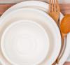 Round Plate Made Of Sugar Cane Pulp, Ecological, .