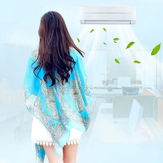 Women Scarf Poncho Cashew Flower Print Multi-function Chiffon Vintage Anti-sun Bikini Cover Up for Beach EMA