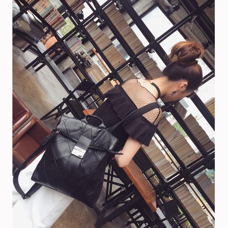 Spliced Backpacks Soft Leather Большой вместительный дорожный мешок Complement Натуральная кожа студенческая сумка