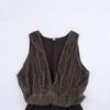 Spring 2025 European & American Style Women's Fashion Deep V-Neck Sleeveless Waist-Hugging Long Dress