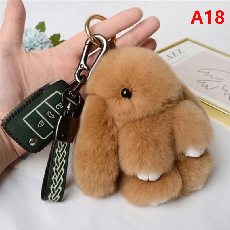 10Cm Mini Fluffy Real Pompon Bunny Keychain Women Girls Cute Plush Rabbit Gift