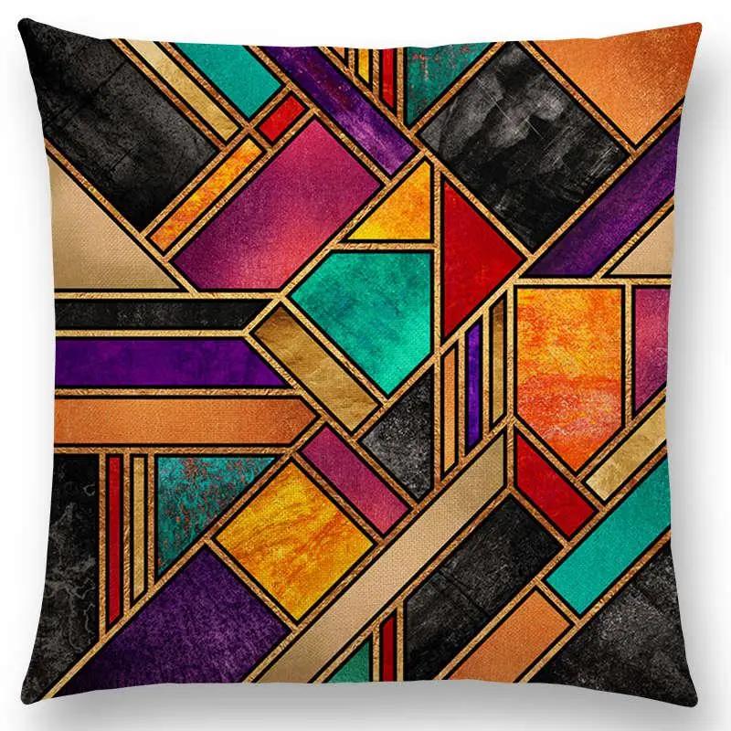 New Geo Emerald Blue Sky Black Night Yellow Lines Geometric Texture Stripes Prints Car Cushion Cover Sofa Throw Pillow Case