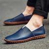 Модные мужские мокасины из натуральной коровьей кожи, модные мокасины ручной работы, мягкие кожаные синие туфли-лодочки для мужчин, большие размеры 38~47