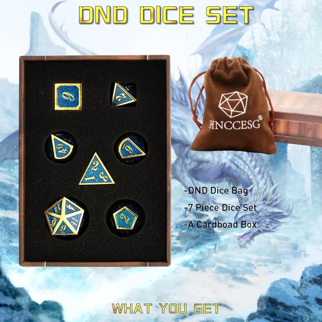 Набор кубиков DND, кубики Dungeons and Dragons с металлическими кубиками D20 Набор для D и D кубиков или ролевых игр MTG Настольные настольные игры, Shadowrun Pathfinder