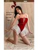 Velvet Embroidery Lace Bunny Girl Lingerie Set - Seductive, See-Through Christmas Uniform