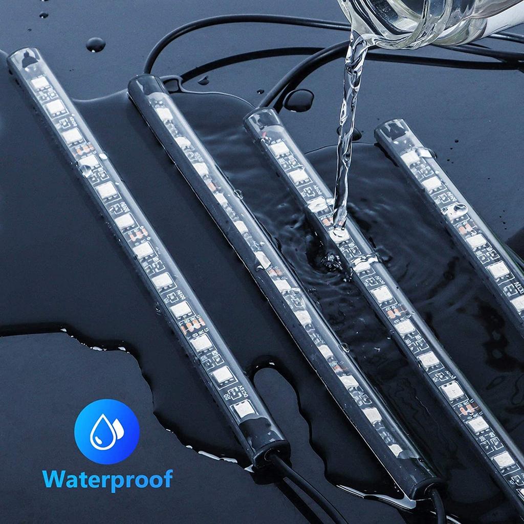 СВЕРХАВТОМОБИЛЬ Комплект светодиодной ленты для автомобиля с активацией звуком и беспроводной комплект неоновой подсветки DC EJ's 4 шт. 48 светодиодов Пульт дистанционного управления, 12 В, Многоцветный, Музыка,