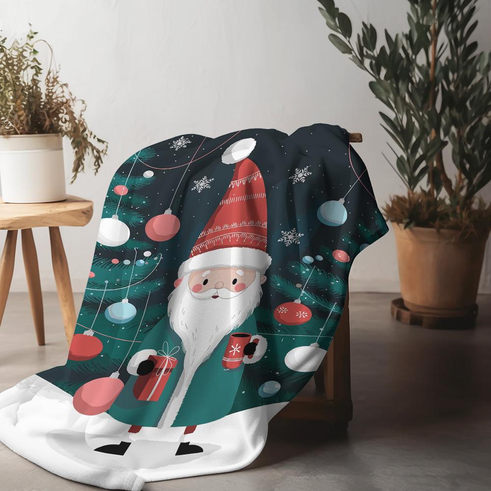 Tuniu Christmas Santa Claus Print Blanket Cozy Soft Warm Bed Sofa Throw Blanket Gift for Kids Adults
