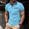 New Men's Casual POLO Shirt Chest Pocket Lapel Short-sleeved Colour Blocking T-shirt Tops