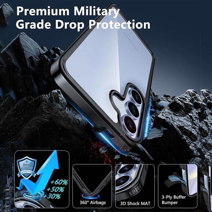 Protective Case - BOOLING - for Samsung Galaxy A36 5G - Shockproof - Black Silicone - Transparent PC Back