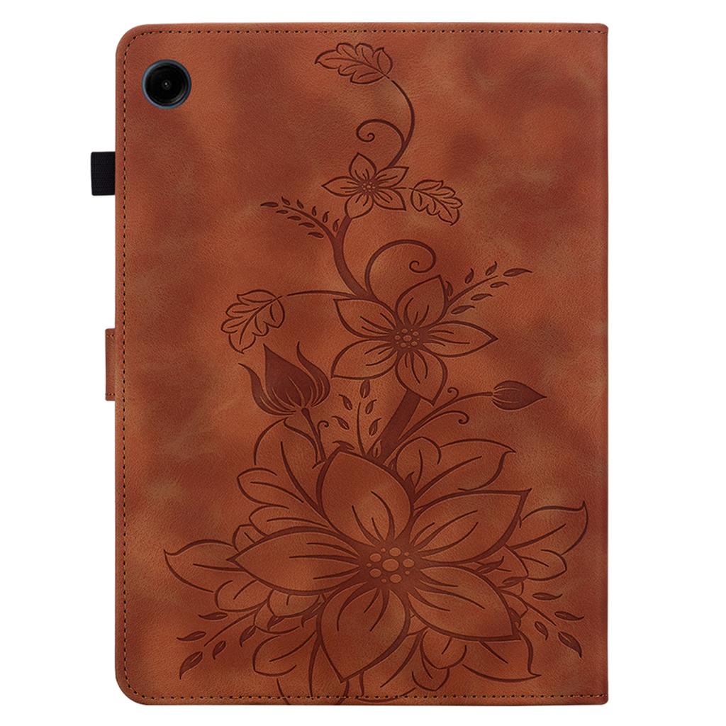 Для Samsung Galaxy Tab A11 Чехол Оттиск Лилии Слоты для Карт Кожаный Чехол для Планшета