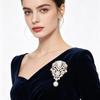 Charming Violet Pearl Pendant Brooch with Rhinestone for Evening Gown Accessory