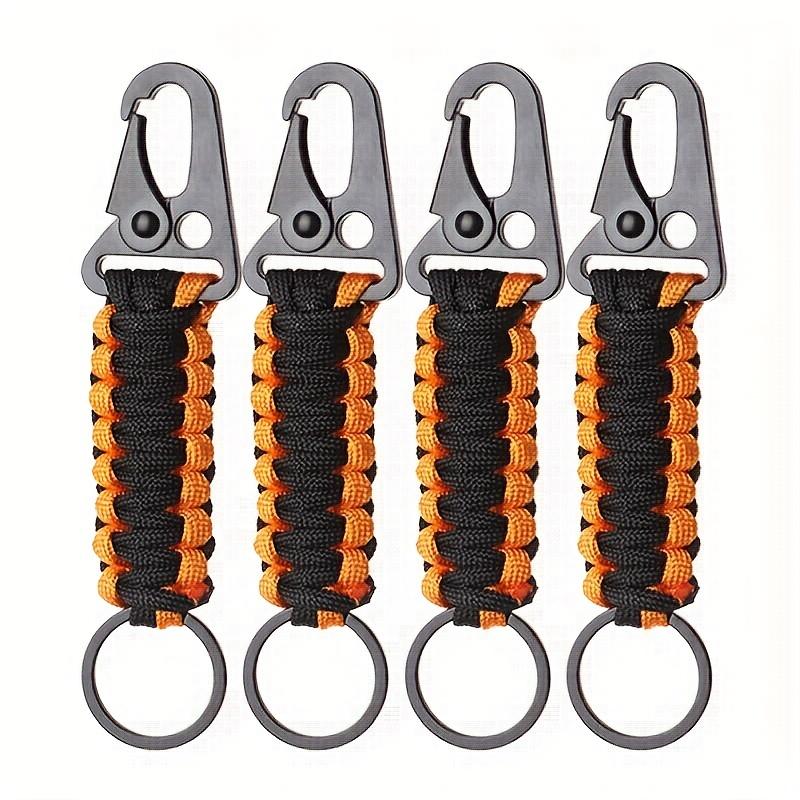 4 шт. Плетеные вручную брелоки с карабином, плетеный шнурок с крючком-клипсой для активного отдыха, кемпинга, пеших прогулок, путешествий