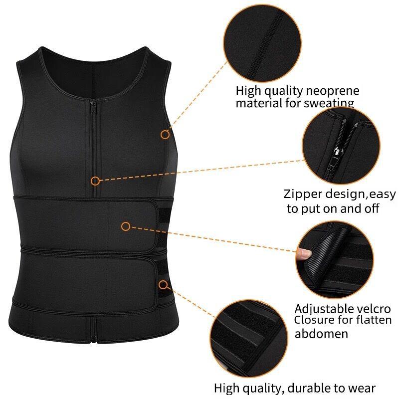 Men's Double Belt Vest Shapewear with Reinforced Sweat-Enhancing Rubber Corset for Waist and Abdomen Support