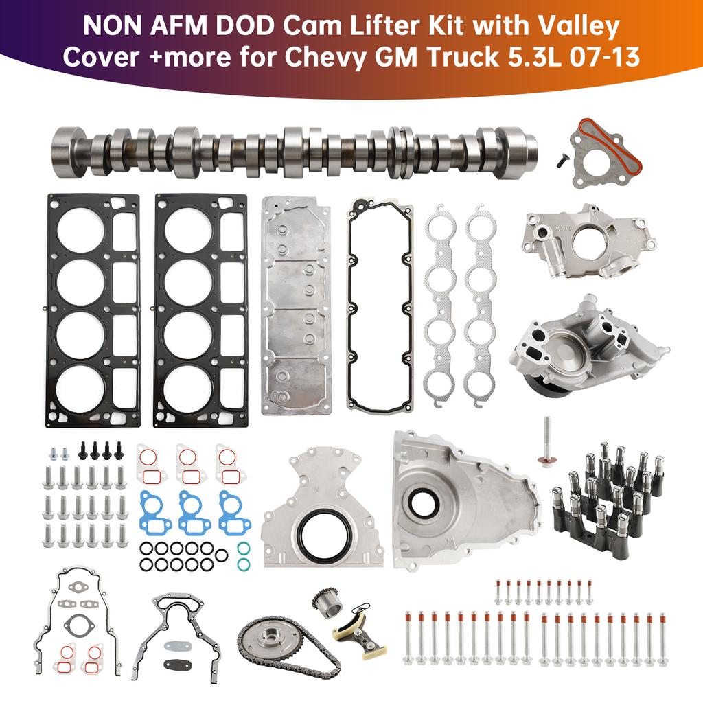 NON AFM DOD Cam Lifter Kit with Valley Cover +more for Chevy GM Truck 5.3L 07-13