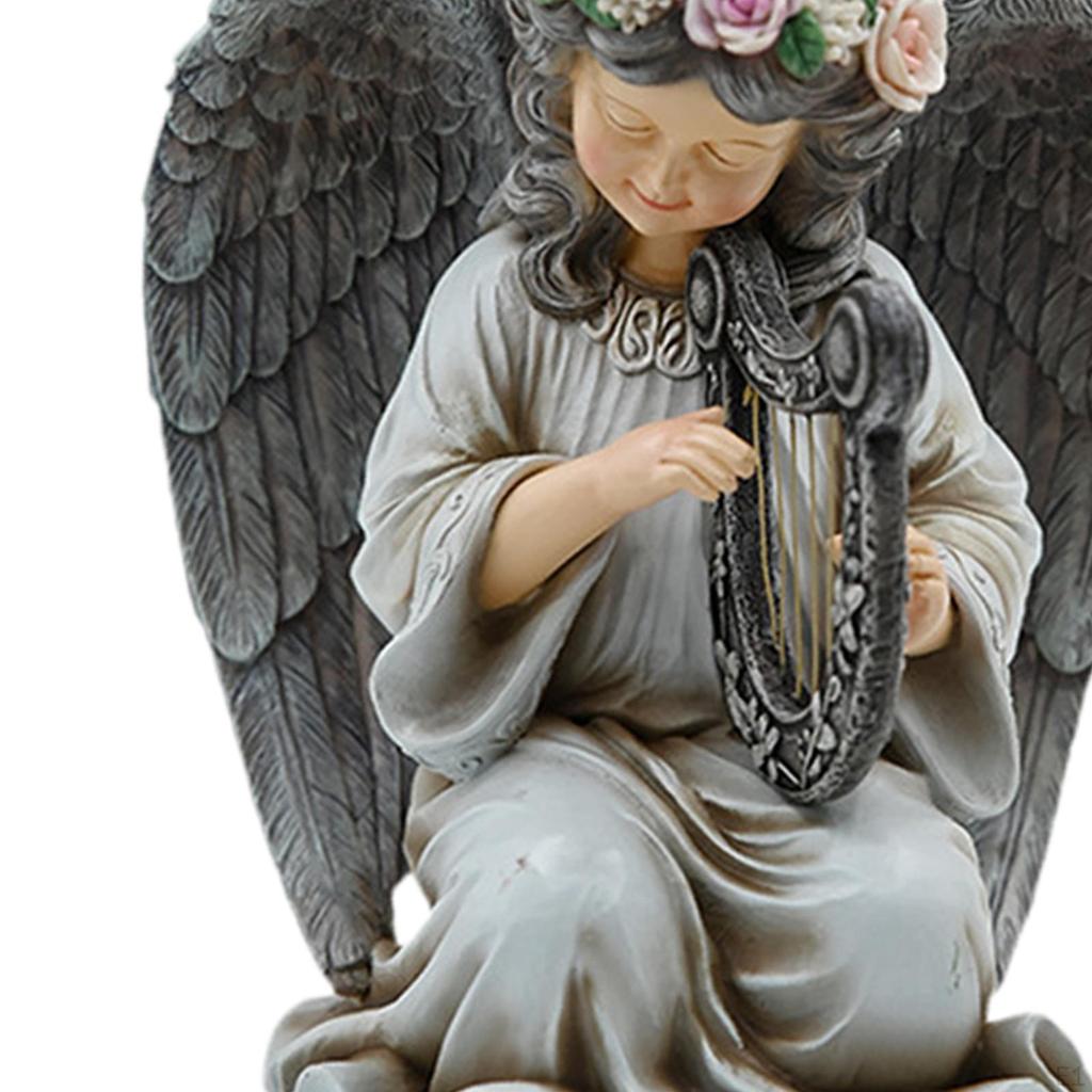 Angel Solar Garden Statue Decorative Figurine Light Waterproof Yard Art Decor for Porch Backyard
