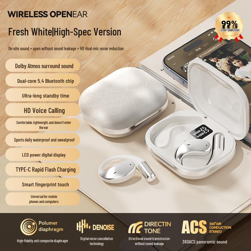 New Wireless Noise-Cancelling Bluetooth Earphones with Panoramic Sound for Running and Sports