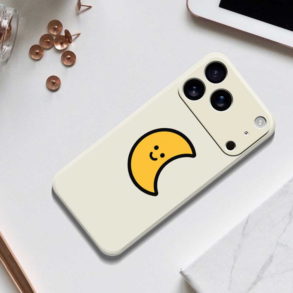 For iPhone 17 Pro Max Case Yellow Moon Pattern Printing Straight Edge TPU Phone Back Cover