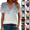 Женская летняя рубашка с коротким рукавом и V-образным вырезом с цветочным принтом, деловая повседневная свободная футболка, трендовая модная одежда, топы