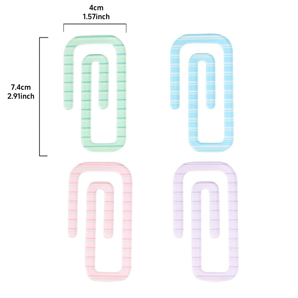 4 шт. Мини-закладки с цветными полосками, набор в виде скрепок, стиль допаминовых цветных акриловых маркеров для страниц, уникальный подарок для чтения