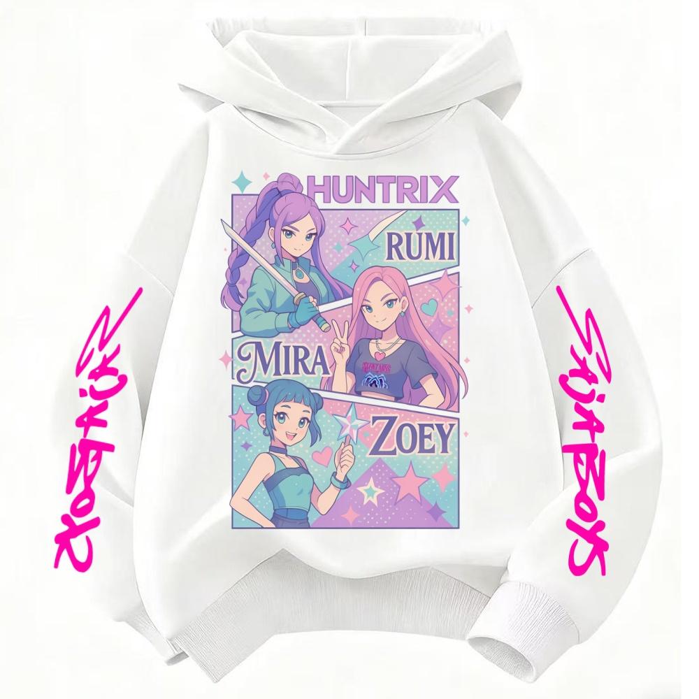 Детская одежда для мальчиков и девочек, аниме, K-pop, толстовка «Охотники на демонов», повседневная, модная, осенне-зимняя, теплая