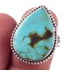 Natural Tibetan Turquoise Gemstone Handmade 925 Sterling Silver Ring Size 8 R3L07