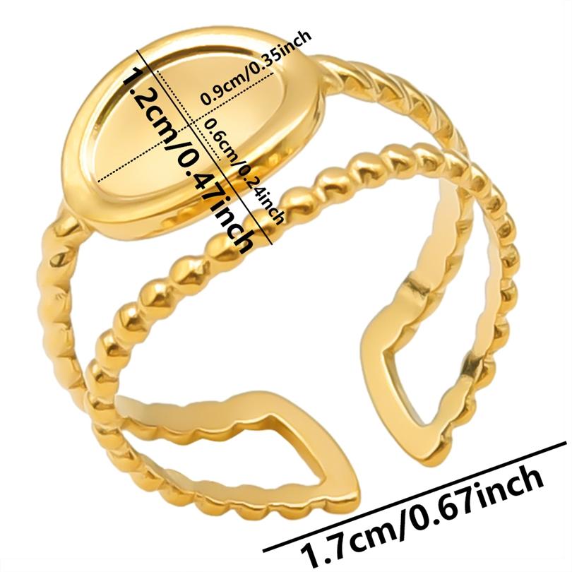 5pcs Retro Stainless Steel Gold Plated Ring Irregular Geometry Bow Ellipse Water Droplet Rings Diy Stone Drill Jewelry No Fading