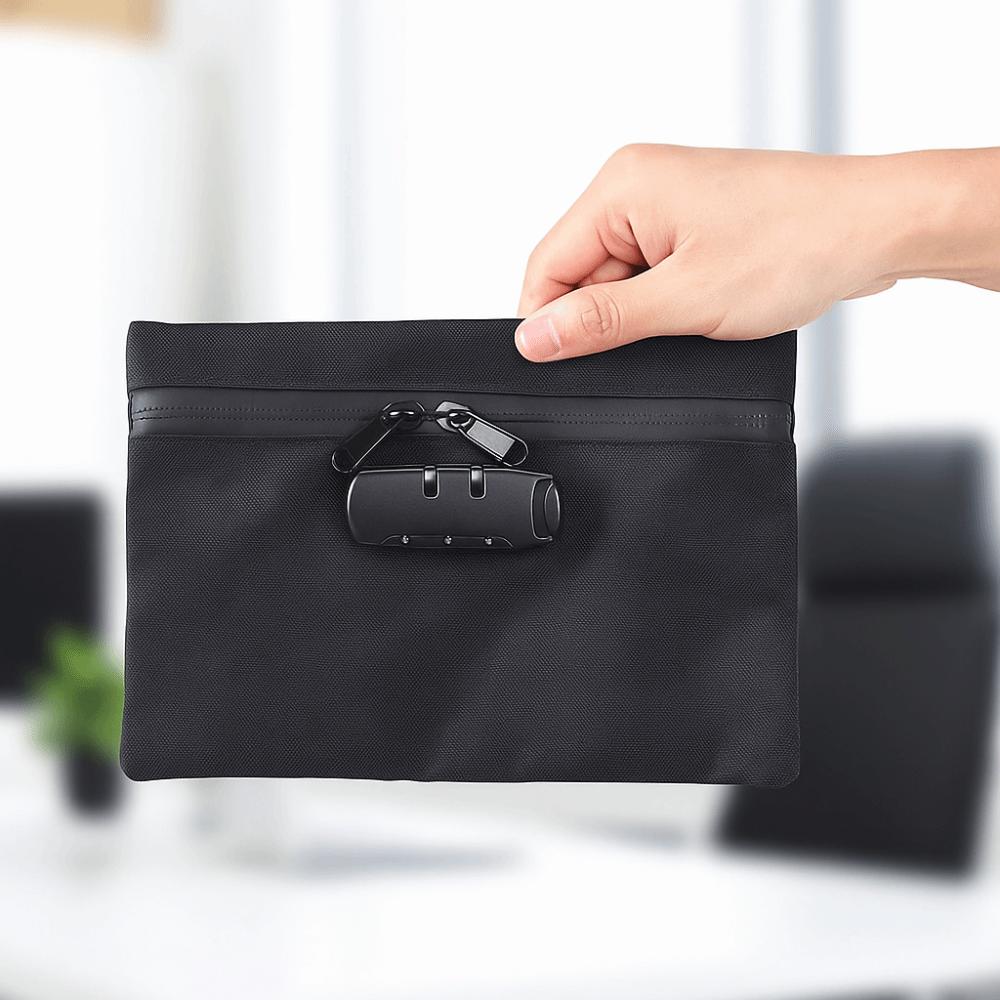 Canvas Portable Locking Pouch Combination Lock Security Document Bag Outdoor Activities