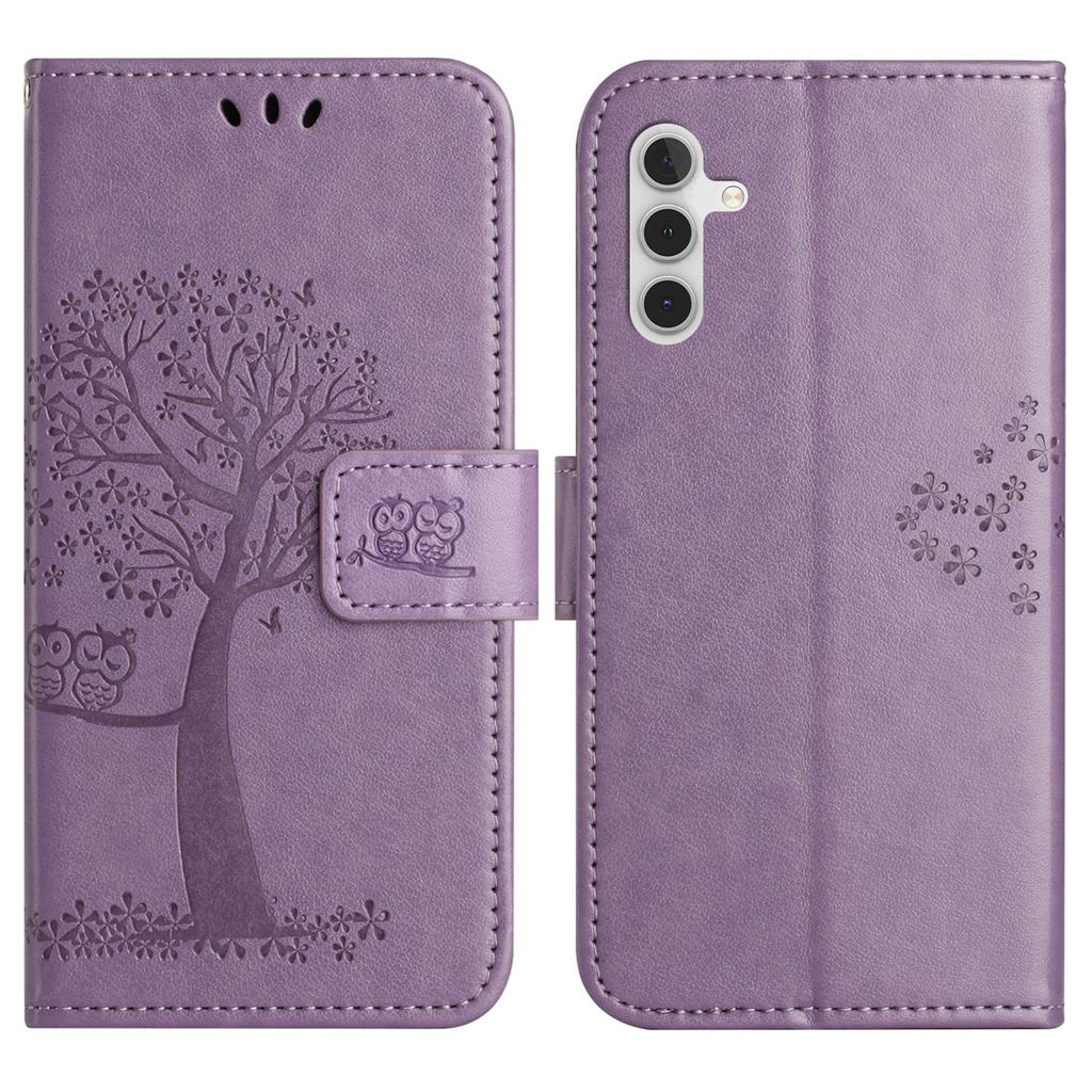 For Samsung Galaxy A56 5G Case PU Leather Owl Tree Imprinted Wallet Phone Cover