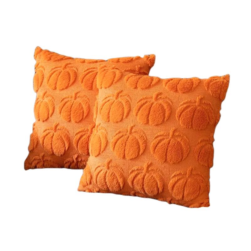 Fall Pillow Covers Fall Decorations Autumn Orange Pumpkin Throw Pillow Cases Soft Plush Faux Fur Wool Couch Cushion Case
