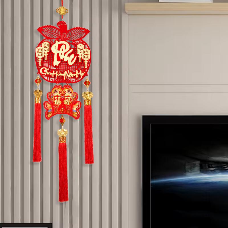1PC Tassel Pendant 2025 Non Woven Hangings Traditional Vietnamese Fu Character Pendant Spring Festival 26X95CM