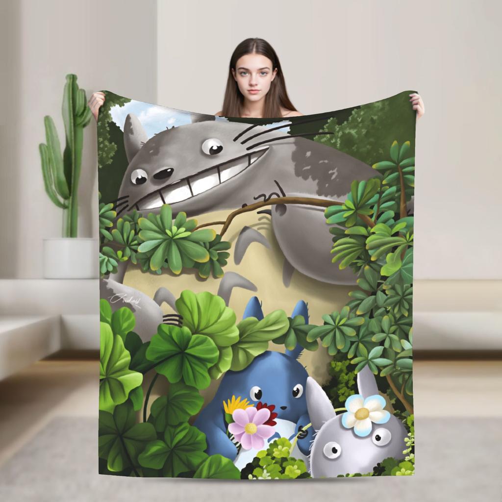Traditional Nekobasu Japanese Blanket T-Totoros Travel Flannel Bedding Throws For Living Room Warm Bedspread Birthday Present