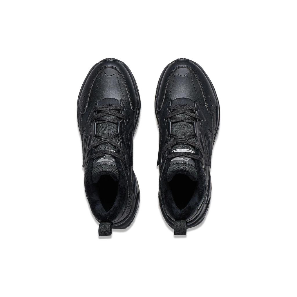 Li-Ning Defender Нескользящие износостойкие повседневные туфли средней высоты мужские туфли черные AGLT127-1