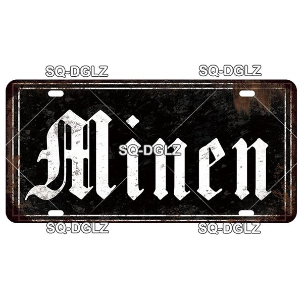 SQ-DGLZ Minen German Road License Plate Warning Tin Sign State Wall Decoration Metal Sign Home Decor Painting Plaques Art Poster