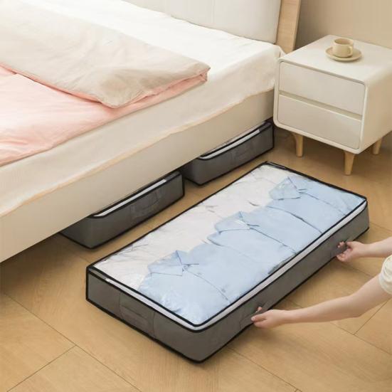 Сумка для хранения под кроватью, сумка для одеяла с прозрачной крышкой, пыленепроницаемый органайзер для шкафа