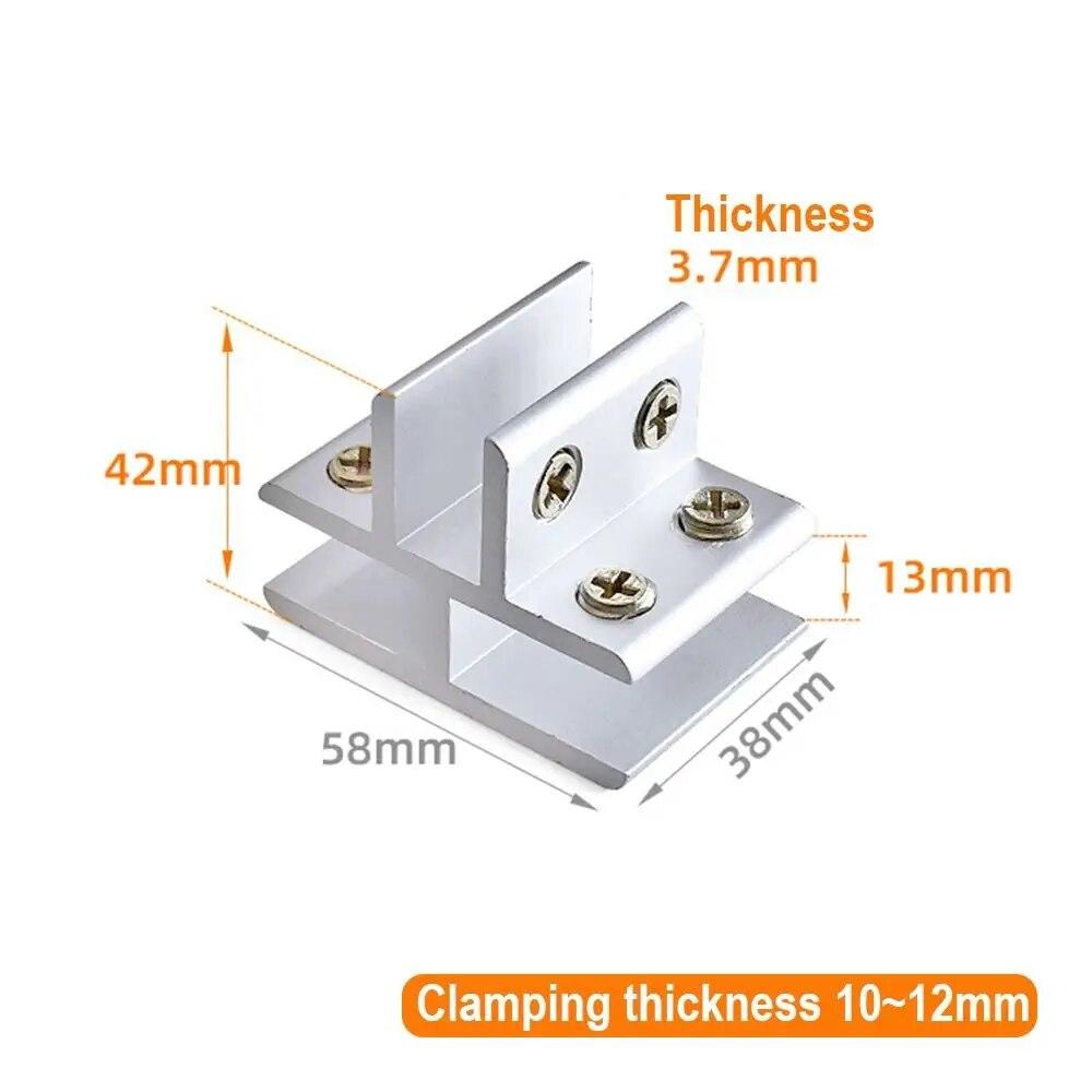 2Pcs L T Type Right Angle Glass Door Hinge Clamp Mirror Clip Shelf Holder Showcase Combination Connecting 6-12mm Glass Fitting