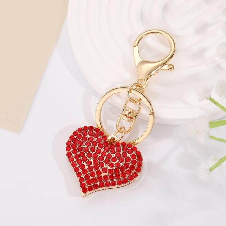 Stylish Heart Keychain Rhinestones Highlighted Charm Corrosion Resistant Key Chain for Keys or Bag Decoration