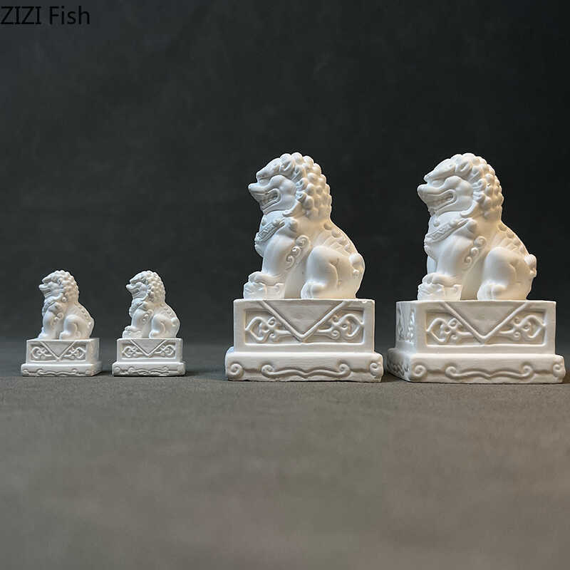 Китайский Каменный Лев Гипсовая Статуя Настольное Украшение Креативный Фэн-шуй Ландшафтные Украшения Скульптура Эстетичный Декор Комнаты