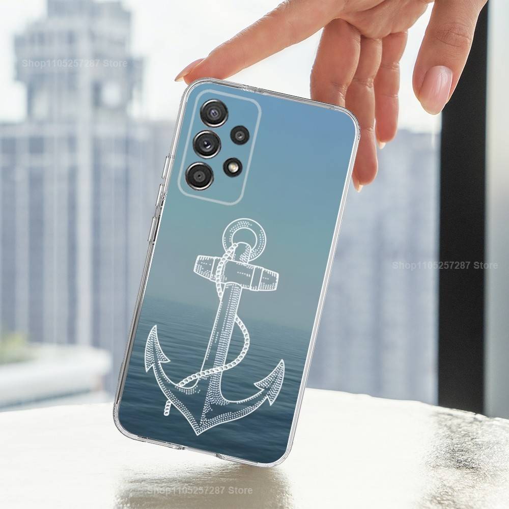 Чехол-штурвал с якорем для Samsung A51,30,71,S9,Ultra,Lite,S22,21,PIus,10,20,FE,23, Прозрачный, Силиконовый